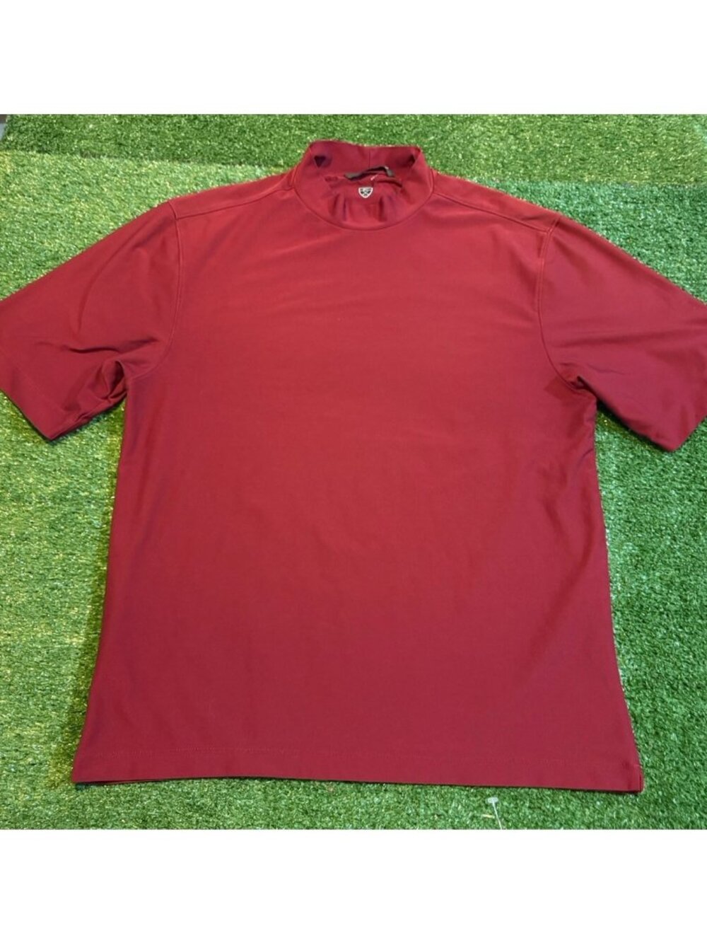 Nike shirt mens medium maroon mock tiger woods dri fit performance sunday golf